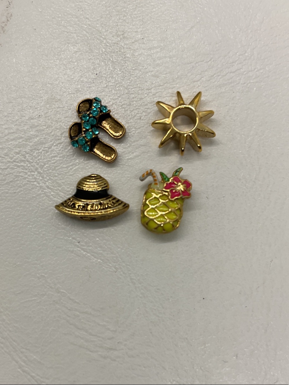 Origami Owl Gold Summer Charm Set with Turquoise, Lime & Pink Accents